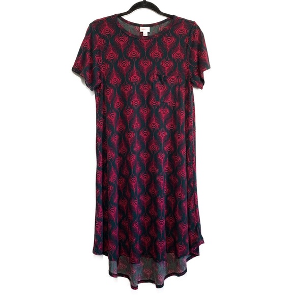 LuLaRoe Carly Rare “Peacock Feather” Print Slinky Dress - Picture 1 of 5